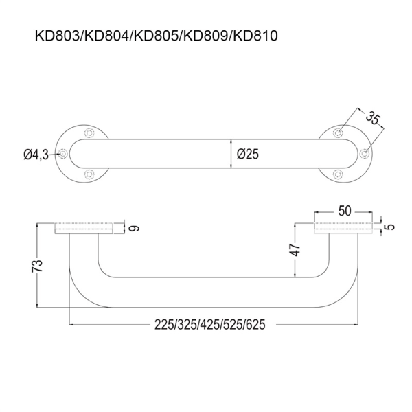 Mereo KD810 madlo rovné 60 cm, nerez