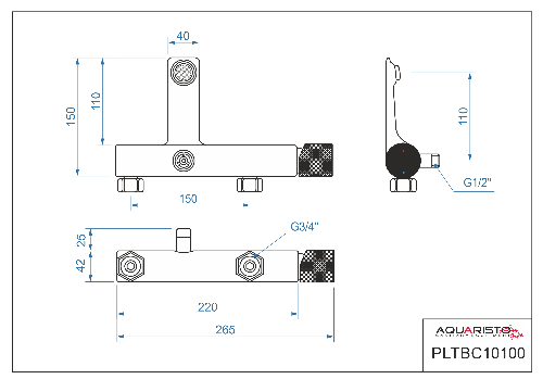 Platform PLTBC10100 vaňová batéria, chróm / čierna