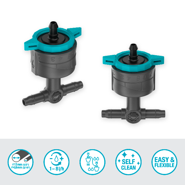 Gardena 13314-20 regulovateľný radový kvapkač 1-8 l/h vyrovnávajúci tlak