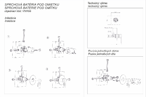 Ventura VNR 06 AQ-B sprchová podomietková batéria