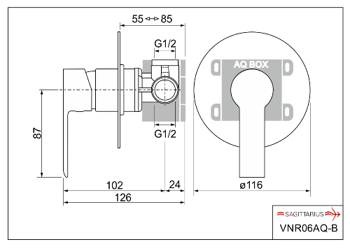 Ventura VNR 06 AQ-B sprchová podomietková batéria