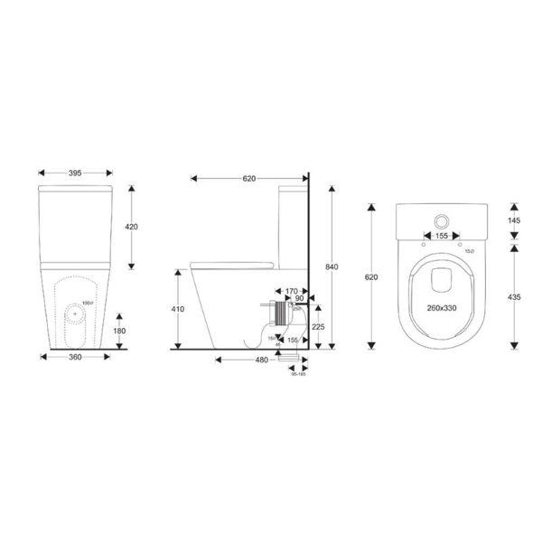 Mereo VSD91T1 WC kombi, Smart Flush Rimless, vrátane sedátka
