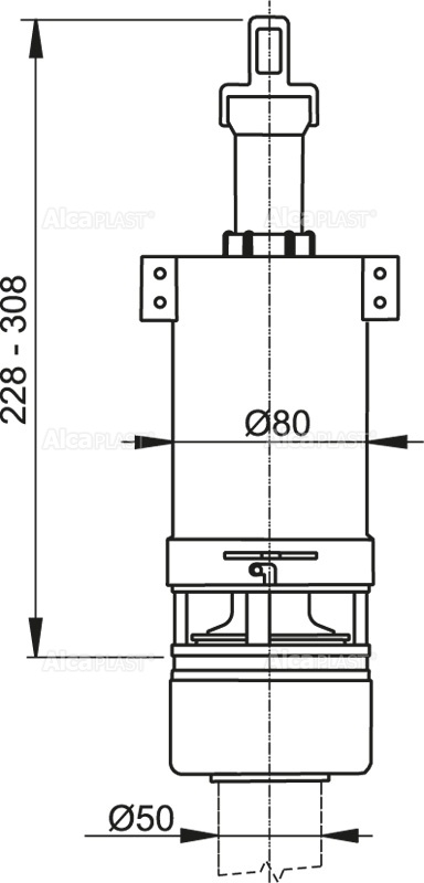 Alcaplast A02 vypúšťacie zariadenie pre nízko položenú nádržku
