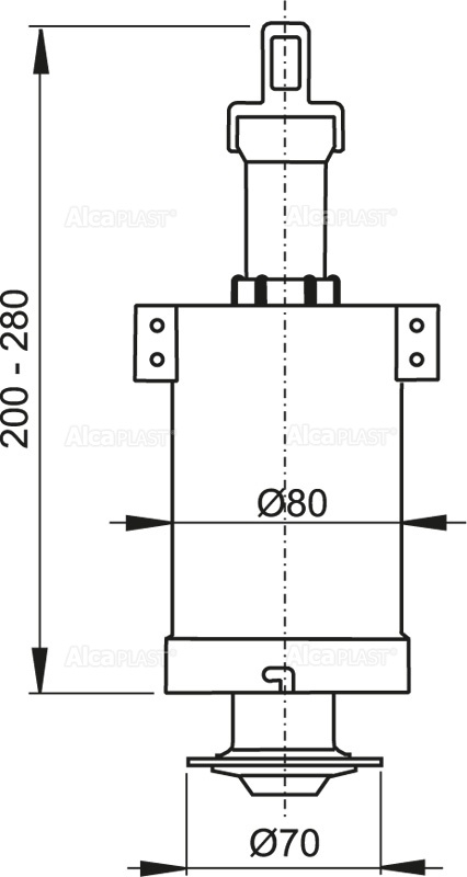 Alcaplast A03A vypúšťacie zariadenie pre vysoko položenú nádržku