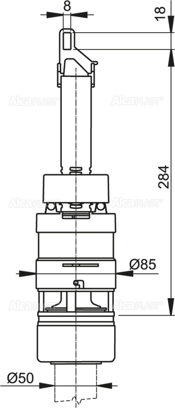 Alcaplast A07 vypúšťacie zariadenie pre nízko položenú nádržku A93