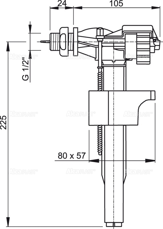 Alcaplast A15P 1/2" plavákový napúšťací ventil