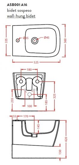 Artceram A16 bidet závesný ASB001