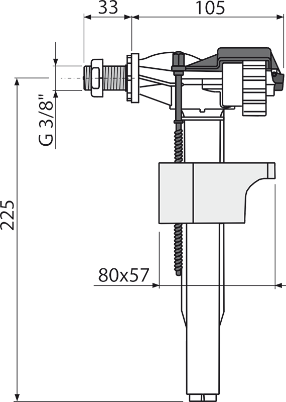 Alcaplast A16M-3/8" plavákový napúšťací ventil