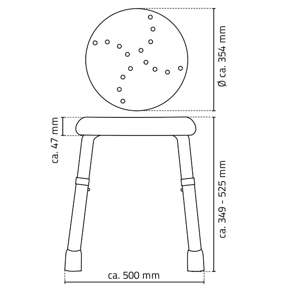 Handicap A170101 sedátko do kúpelne, priemer 45cm, biele