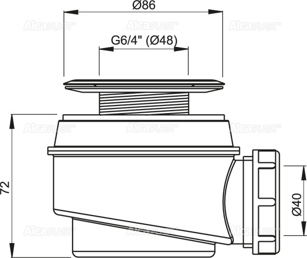 Alcaplast sifón A46 do sprchovej vaničky, priemer 60 mm