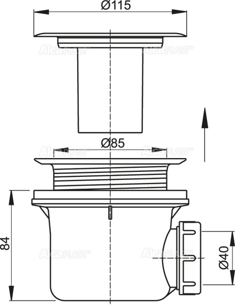 Alcaplast sifón A48 do sprchovej vaničky, priemer 90 mm