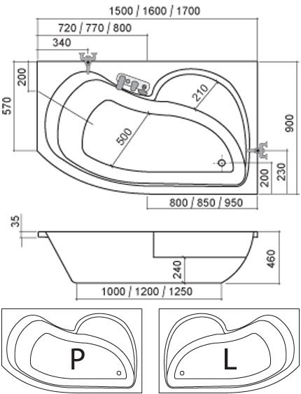 Roltechnik vaňa Activa 150P 150x90 pravá