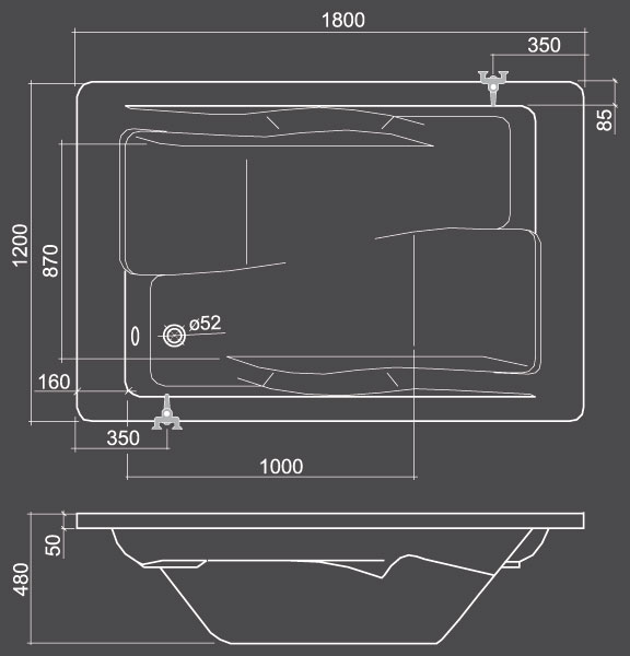 Roltechnik vaňa Amore 180x120