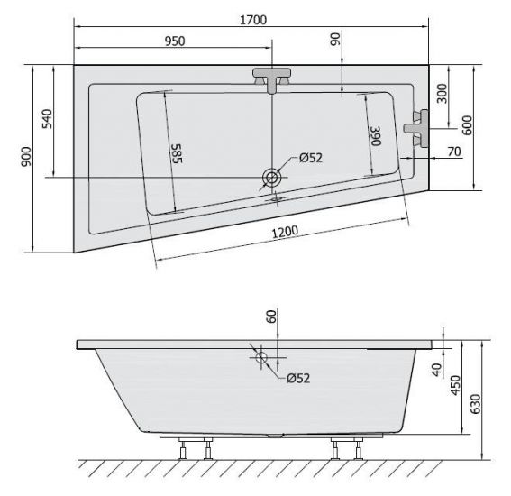 Polysan vaňa Andra 170x90 L