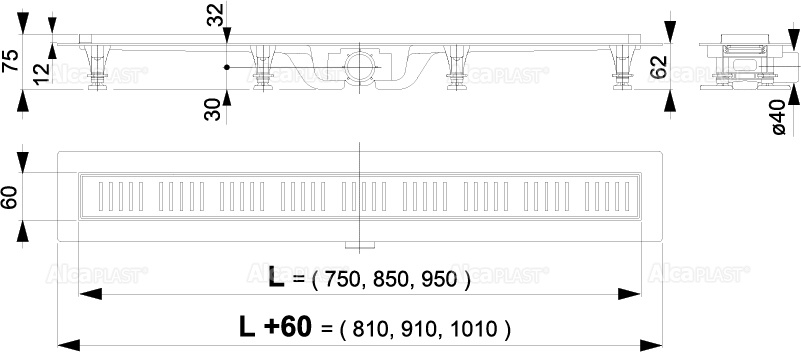 Alcaplast sprchový žľab ALCA APZ10-850M Simple