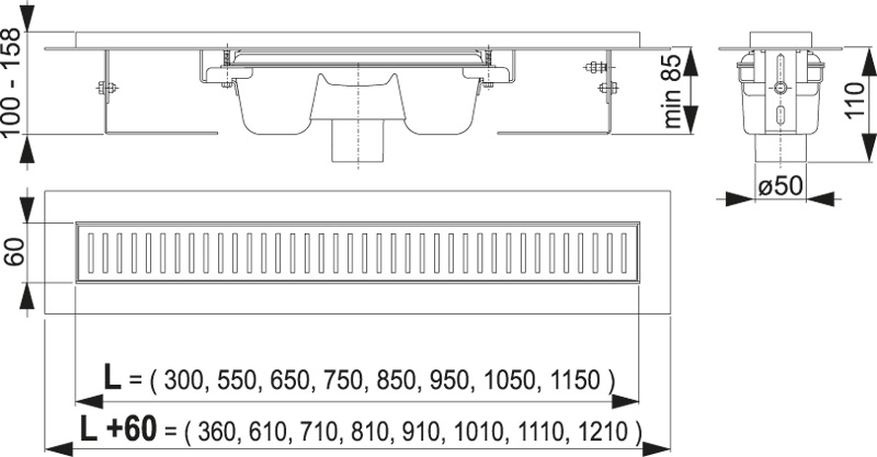 Alcaplast sprchový žľab ALCA APZ1001-300