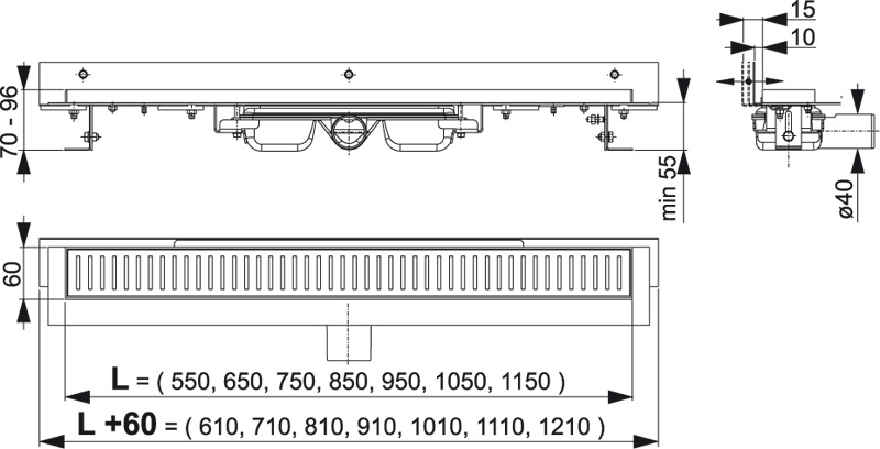 Alcaplast sprchový žľab ALCA APZ104-750 Flexible Low