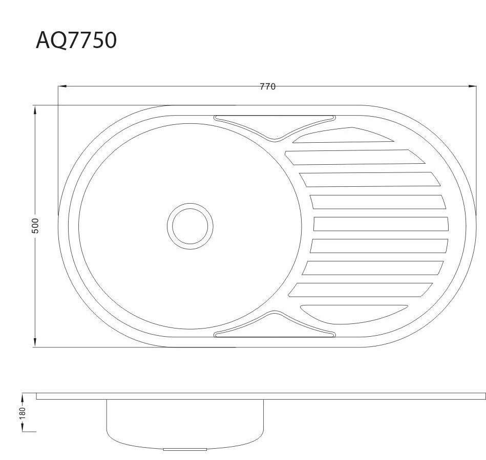 Aqualine AQ7750 nerezový drez 77x50x18 cm