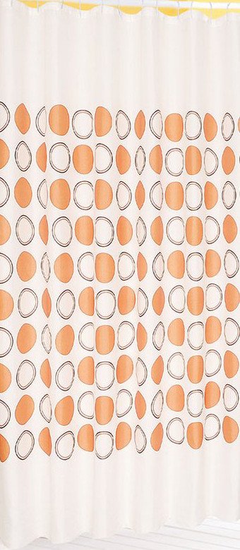 Aqualine 23847 sprchový záves 180x200cm, 100% polyester, biely s oranžovými kruhmi