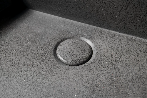 Quadrado AR468 betónové umývadlo vrátane výpuste, 46x46 cm, čierny granit
