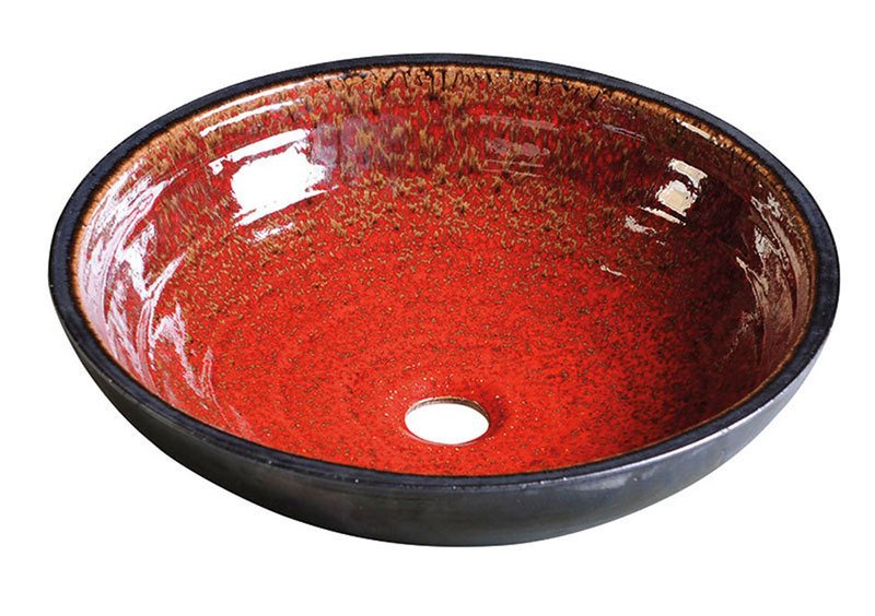 Attila keramické umývadlo, priemer 46,5cm, keramické, farba paradajková / petrolejová