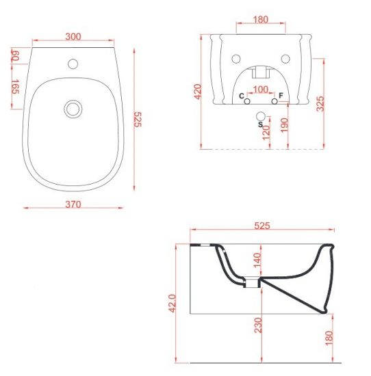 Artceram Azuley bidet závesný AZB001