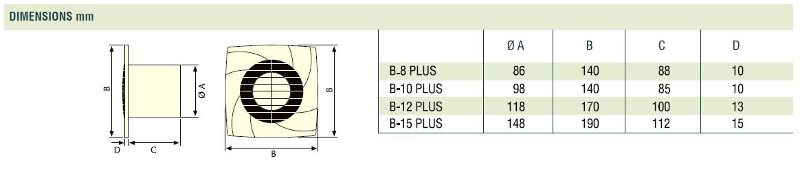 Cata ventilátor B-10 PLUS Timer, Biely, Axiálny, 00981101