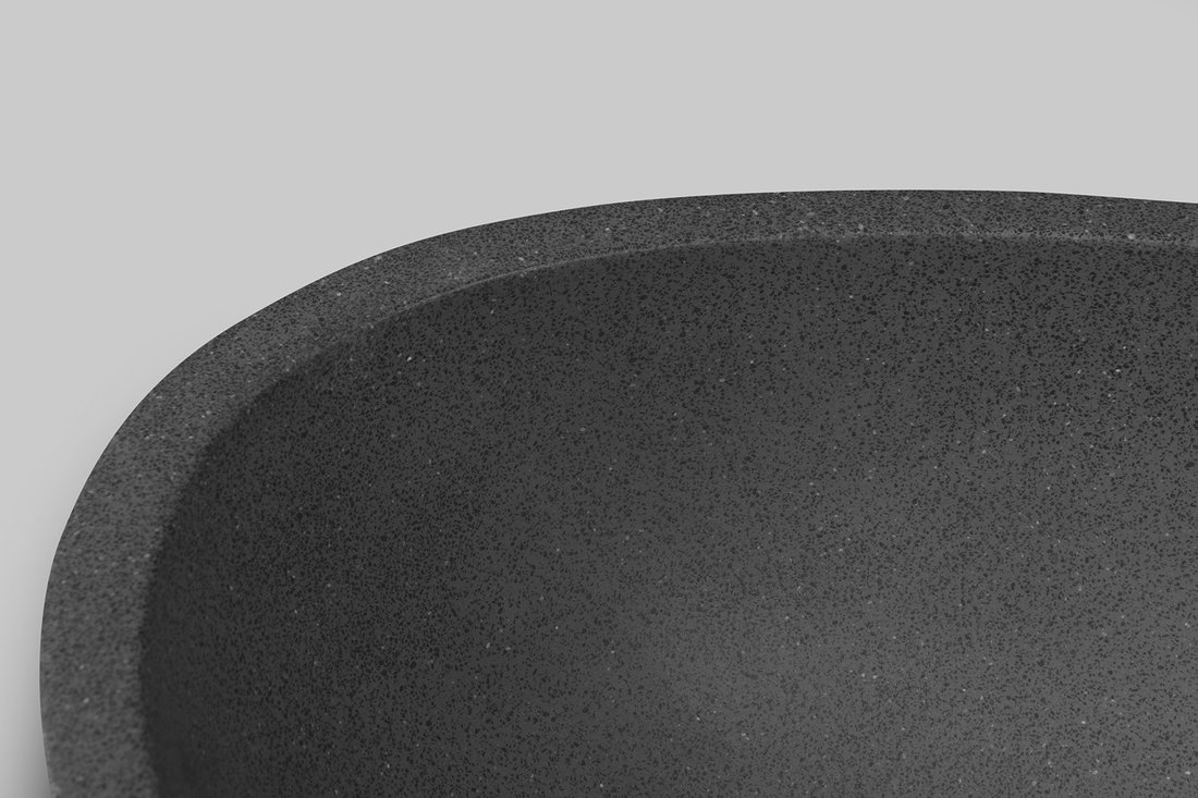 Punc BH7001 umývadlo vrátane výpuste, 53x39 cm, čierny pieskovec