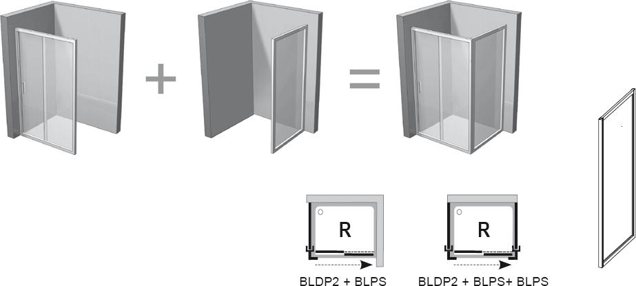 Ravak Blix pevná stena sprchová BLPS-100 biela+grape