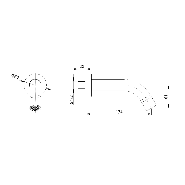 Sapho BO519 nástenná výtoková hubica, 174mm, zlatá matná