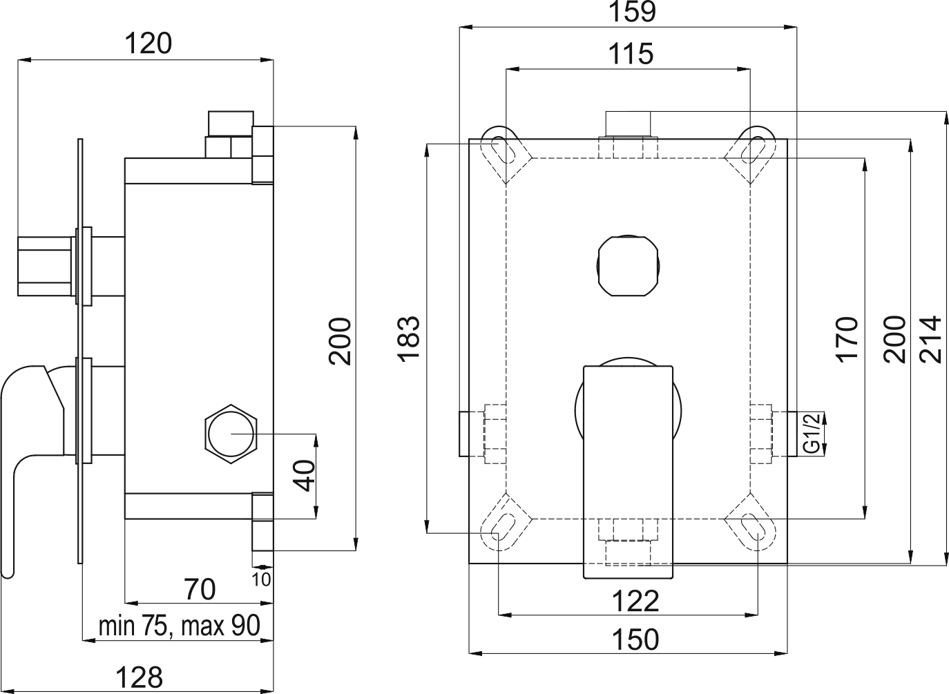 Novaservis Nobless Sharp BOX37051R,0 podomietková batéria s boxom 2 vývody