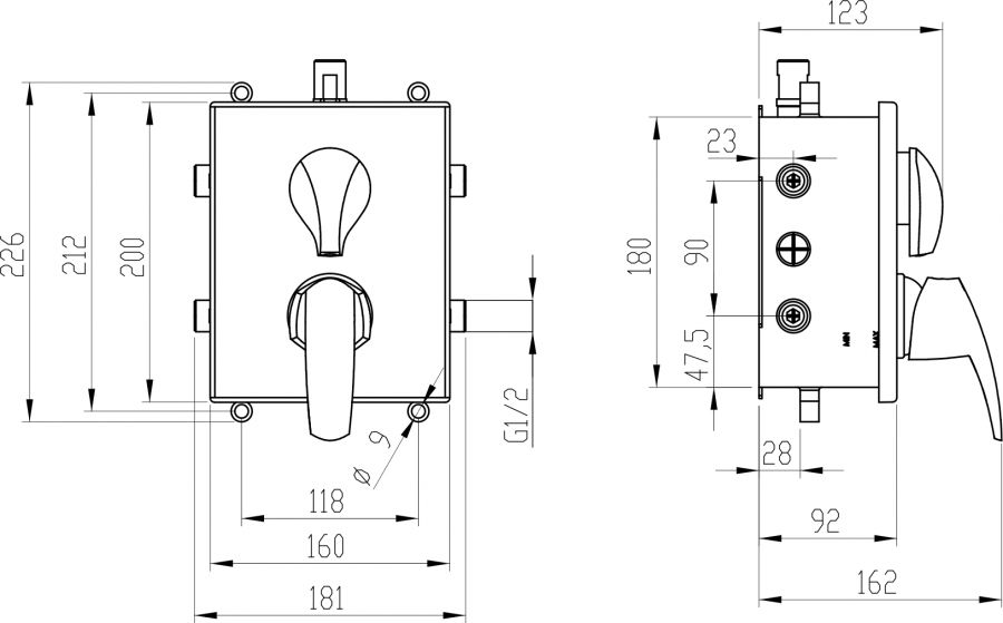 Novaservis BOX56052RX,0 podomietková vaňová batéria s boxom, 3 výstupy