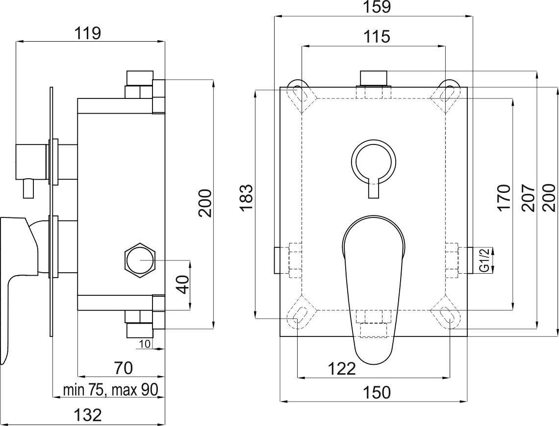 Novaservis Titania Smart BOX98051R,0 podomietková batéria s boxom 2 vývody