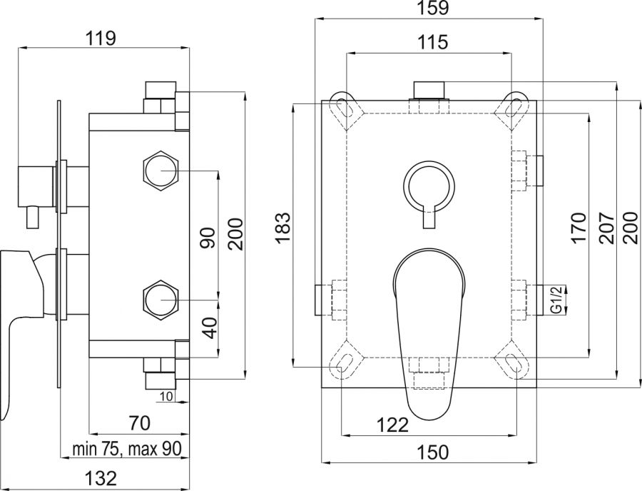 Novaservis Titania Smart BOX98051RX,0 podomietková batéria s boxom 3 vývody