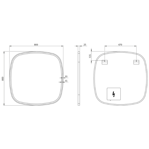 Buto BU080 zrkadlo s LED osvetlením 80x80 cm