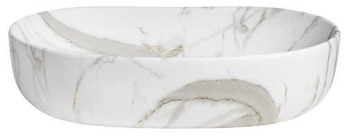 Caleo CA590BC keramické umývadlo na dosku 60x42cm, bianco carrara