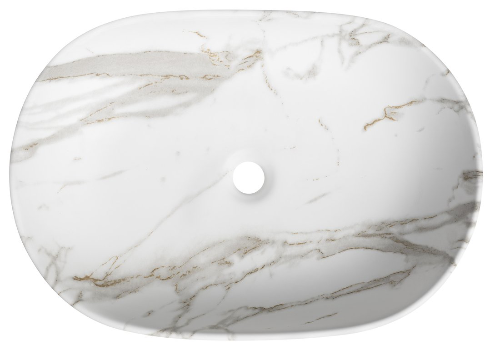 Caleo CA590BC keramické umývadlo na dosku 60x42cm, bianco carrara