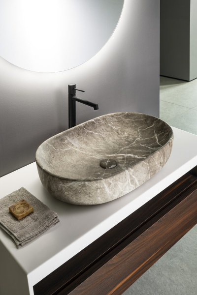 Caleo CA590BM keramické umývadlo na dosku 60x42cm, breccia marmor