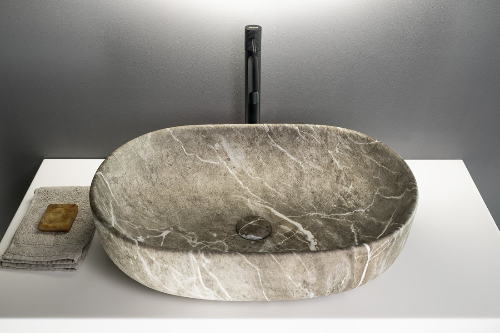 Caleo CA590BM keramické umývadlo na dosku 60x42cm, breccia marmor
