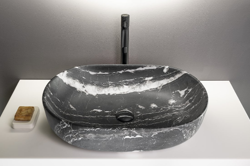 Caleo CA590CM keramické umývadlo na dosku, 60x42cm, carnico marmor