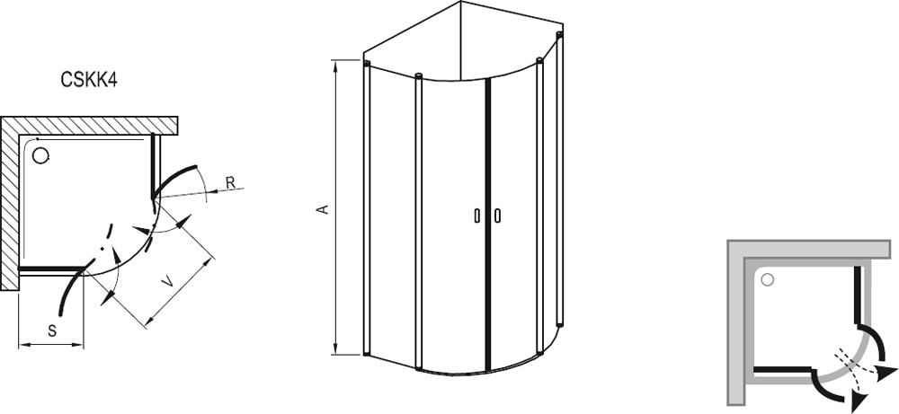 Ravak Chrome sprchový kut CSKK4-90 satin / transparent