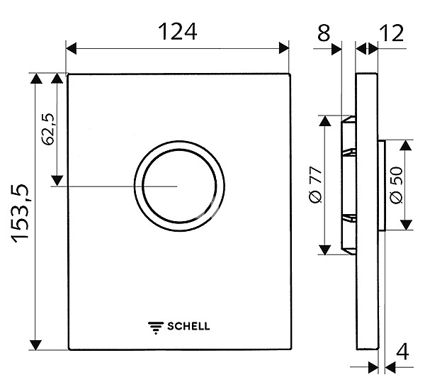 D + S 2 - Pisoár Duravit s tlačným splachovaním Schell