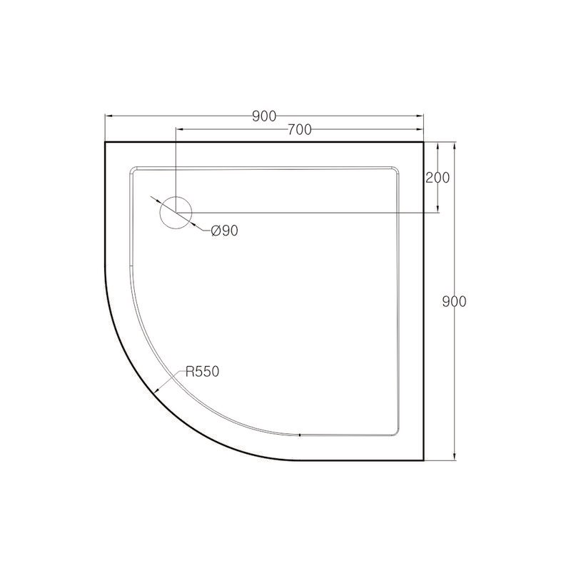 Mereo CV01NS štvrťkruhová sprchová vanička SMC 90 x 90 x 4 cm