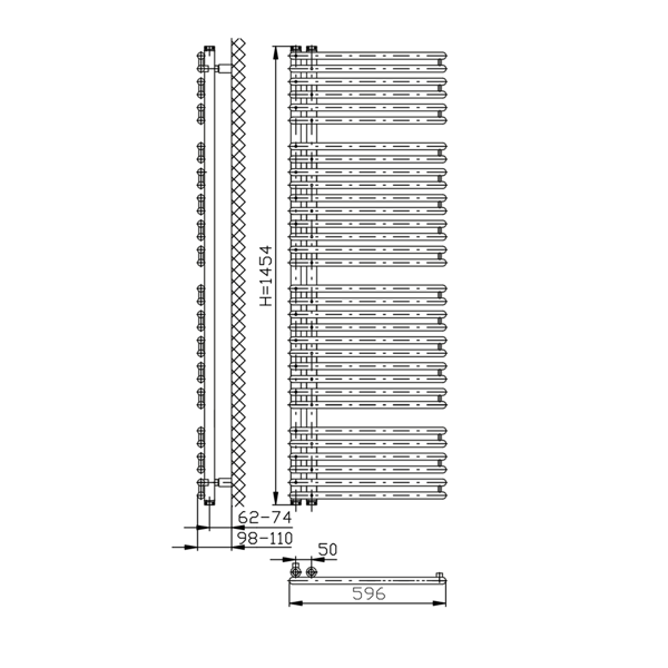 Tubini DC325T vykurovacie teleso 596x1454mm, antracit