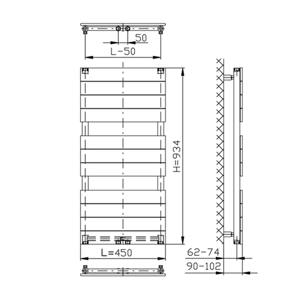 Bondi DC405T vykurovacie teleso 450x934mm, antracit