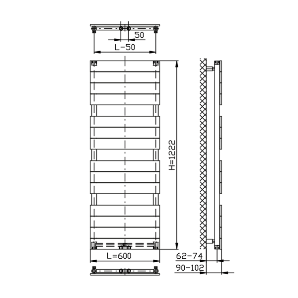 Bondi DC425T vykurovacie teleso 600x1222mm, antracit