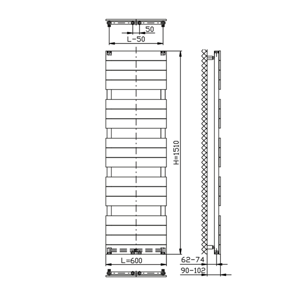 Bondi DC440T vykurovacie teleso 600x1510mm, biele