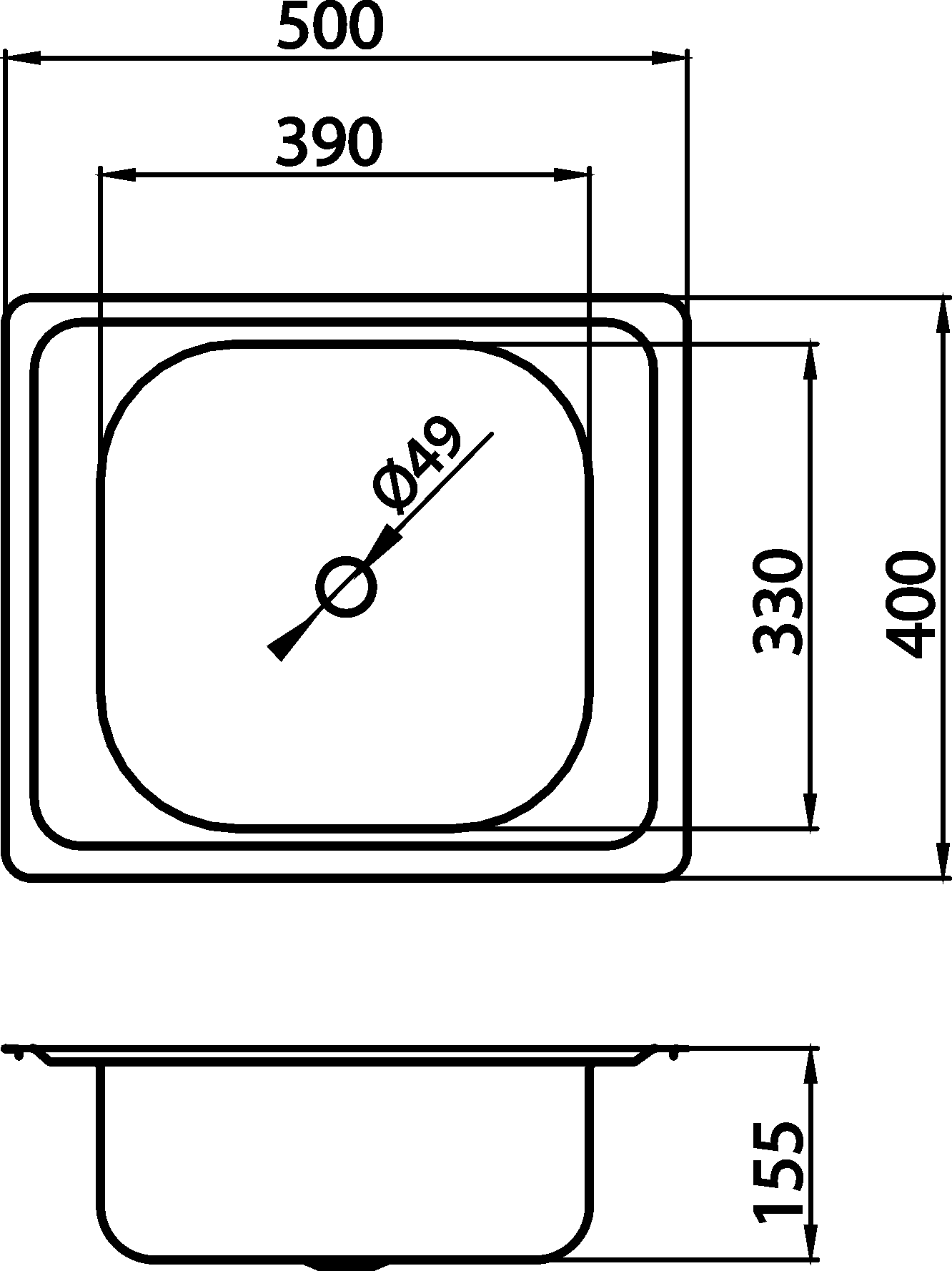 Novaservis DR40/50 drez 40x50 nerez