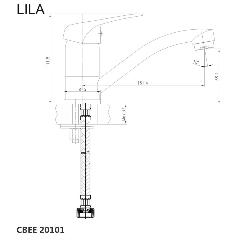 Mereo Lila CBEE20101 drezová stojanková batéria krátka