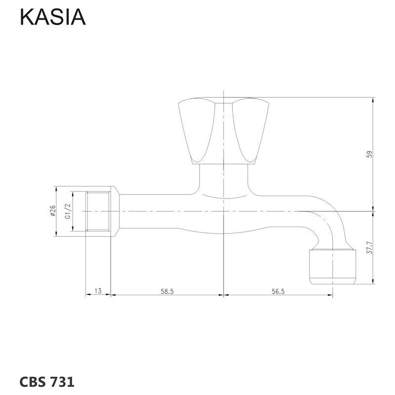 Mereo Kasia CBS731 nástenný ventil na studenú vodu 1/2"